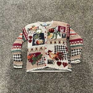 Heirloom collectibles, vintage fall harvest button down cardigan sweater, medium